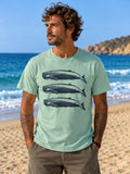 Camiseta 3 CACHALOTES Menta – modelo de frente