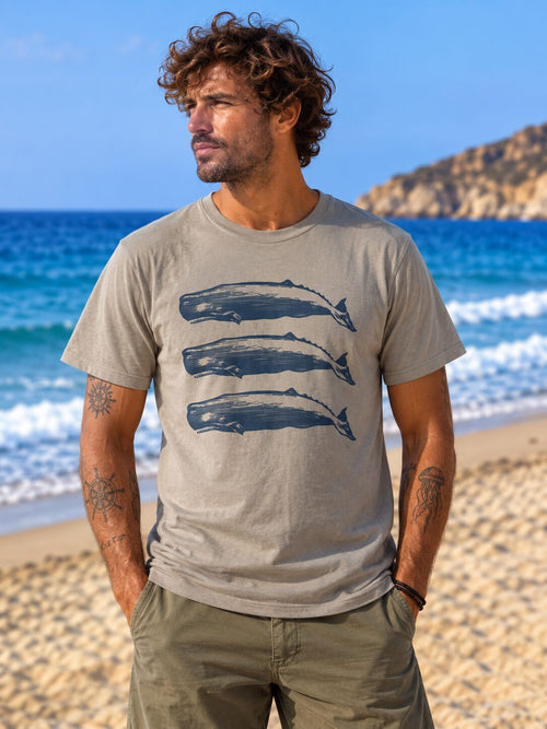 Camiseta 3 CACHALOTES Ópalo – modelo de frente
