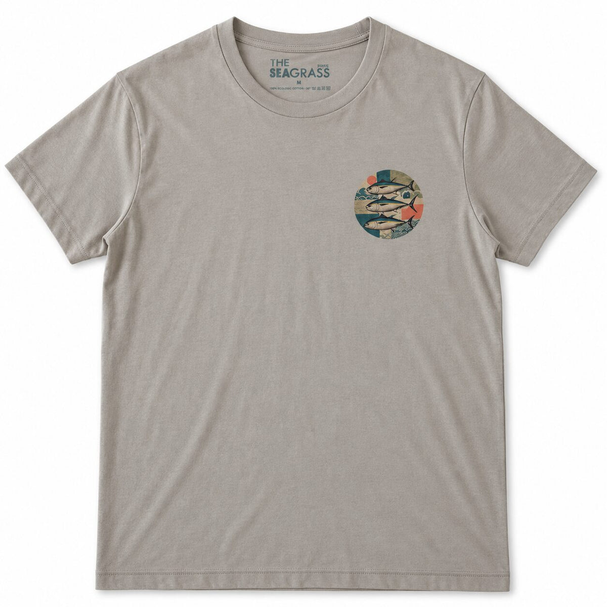 Camiseta ATUNES color Ópalo de algodón orgánico – pequeño estampado frontal en el pecho izquierdo