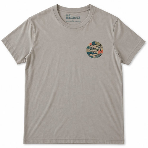 Camiseta ATUNES color Ópalo de algodón orgánico – pequeño estampado frontal en el pecho izquierdo