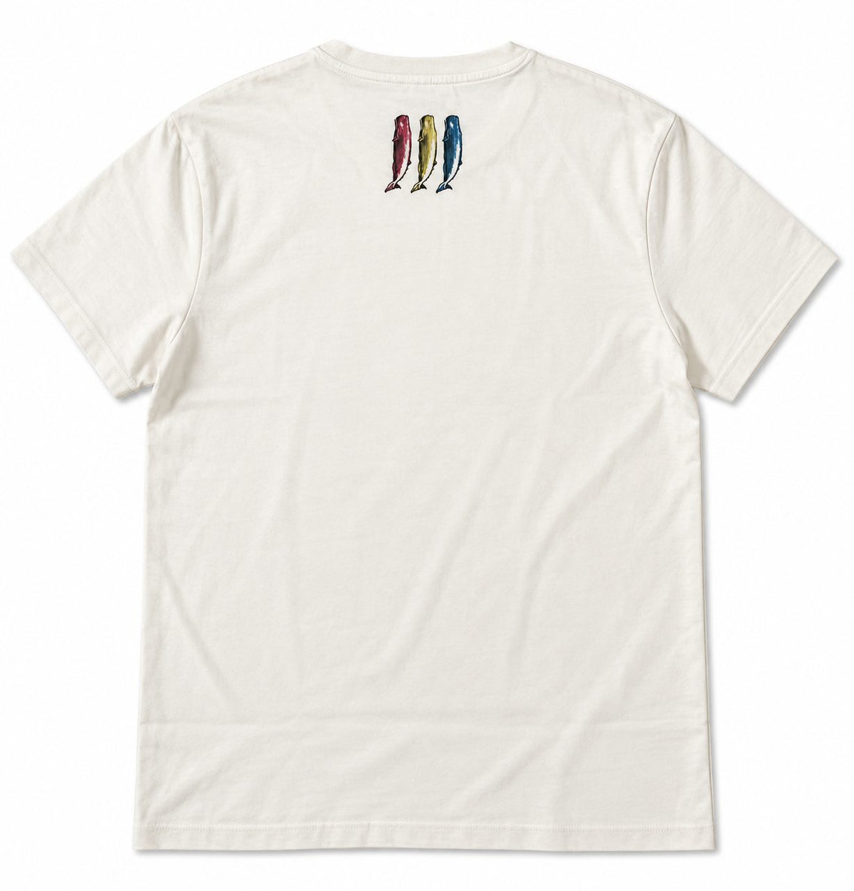 Camiseta WARHOL Vintage de algodón orgánico – pequeño estampado de tres cachalotes en la espalda